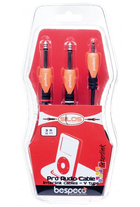 BESPECO  SILOS  Cavo interlink - jack stereo Ø 3,5 mm - 2 x jack Ø 6,3 mm  SLYMSJ300 - 3m